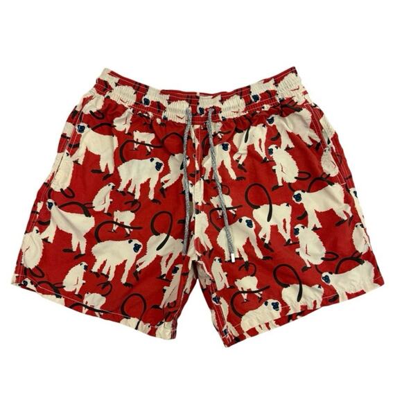 Vilebrequin Swim Trunks Mens XL Red Happy Monkeys Moorea Cut - Picture 1 of 16